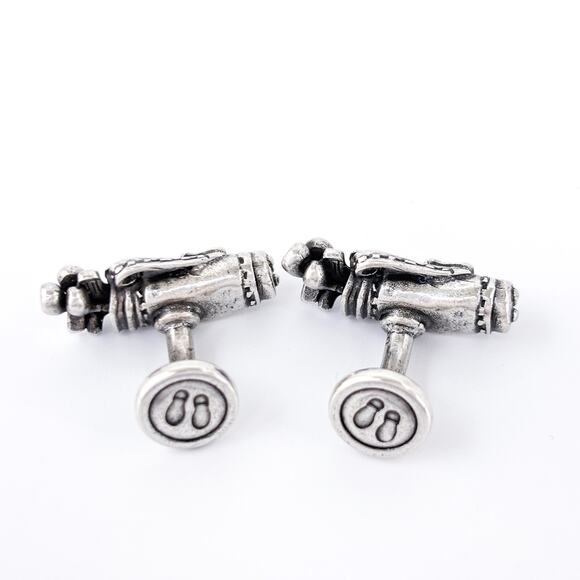 Vintage KENNETH COLE Golf Bag Cufflinks – Silver Plated - Gift For Men - Picture 5 of 7